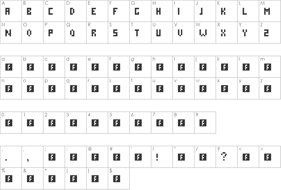 Block Bold font character map preview