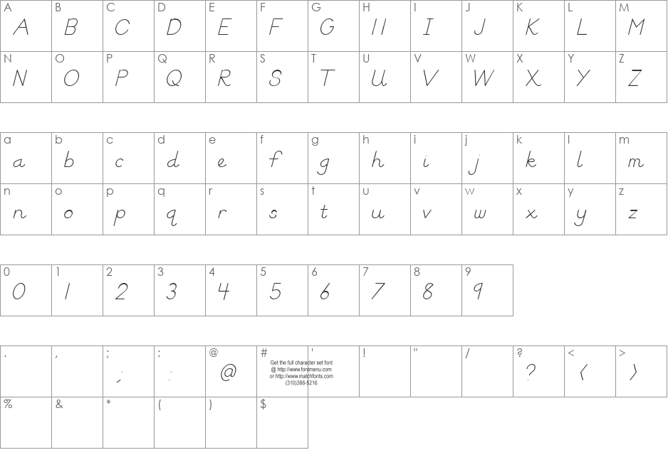 Block Letters Tryout font character map preview