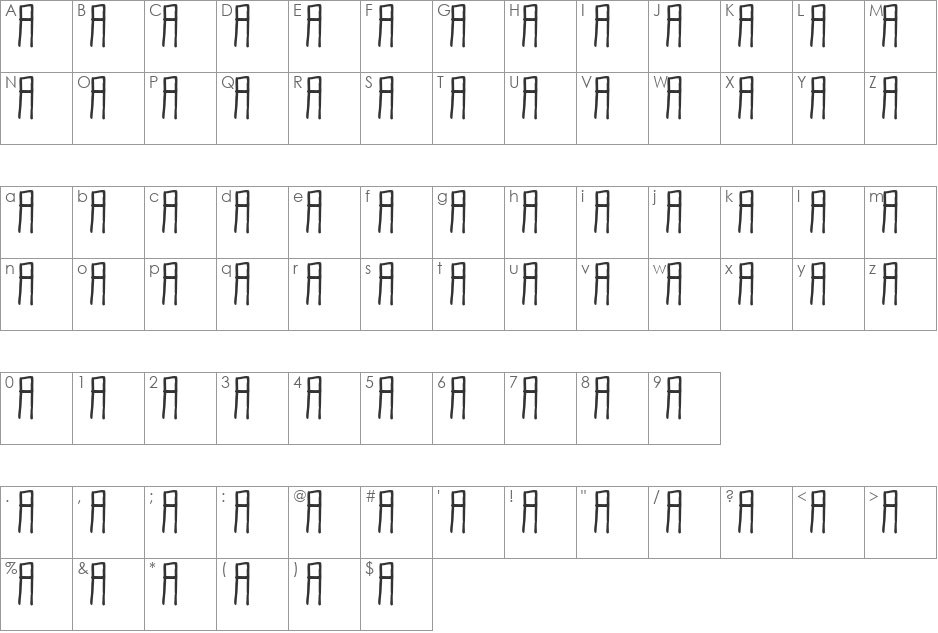 block negrita font character map preview