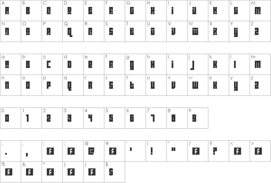 Block Out font character map preview