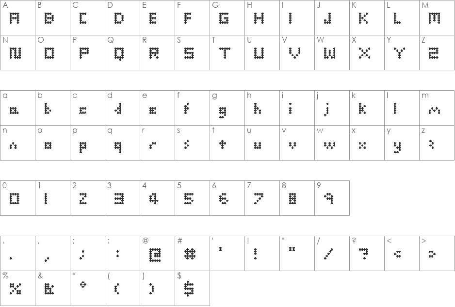 Block Plus font character map preview