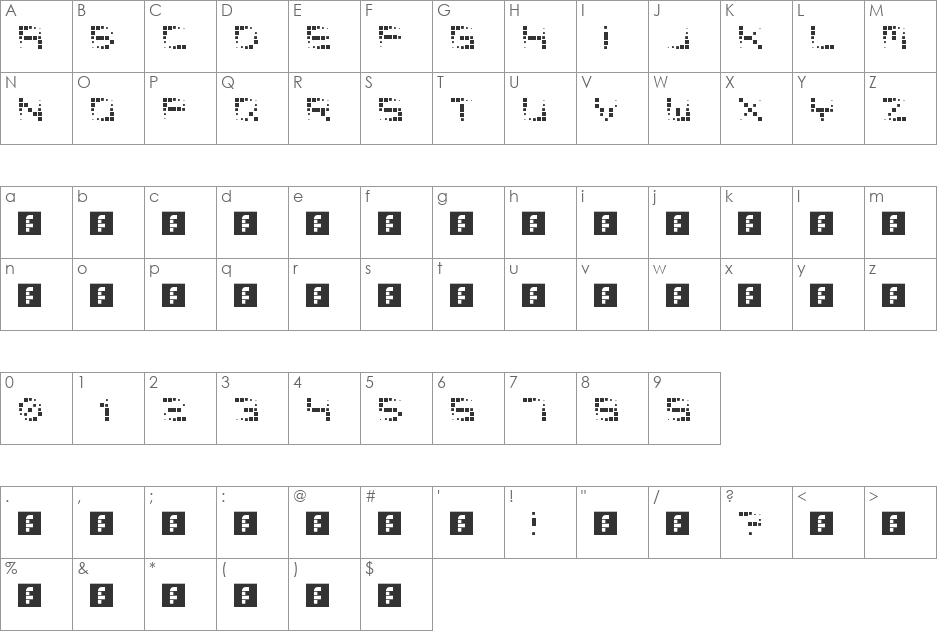 Block Shines font character map preview