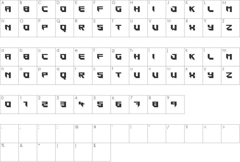 Blockar font character map preview