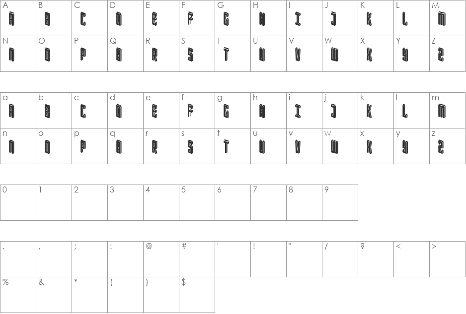Blockbaq font character map preview