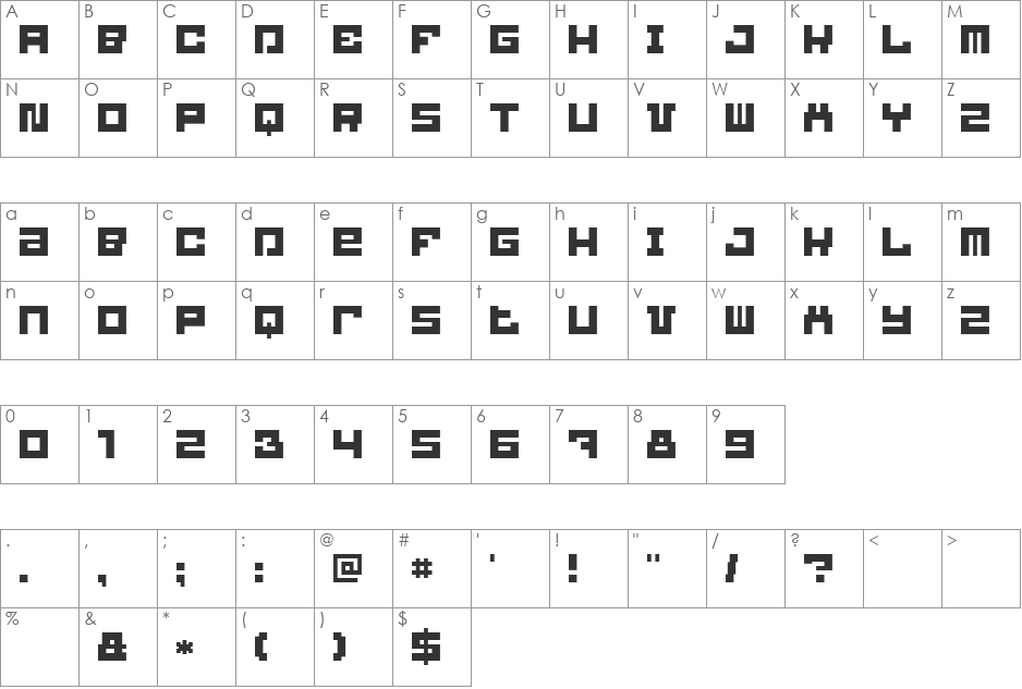 BlockBit font character map preview