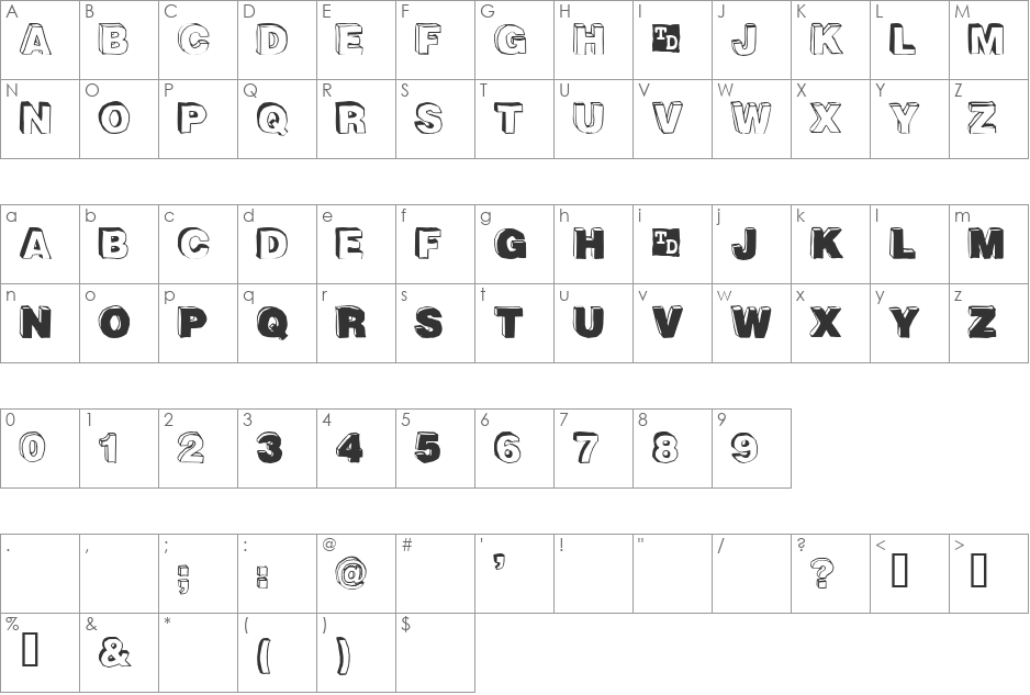 BlockDog font character map preview