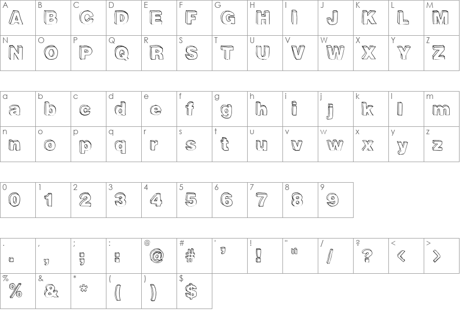 BlockDog font character map preview