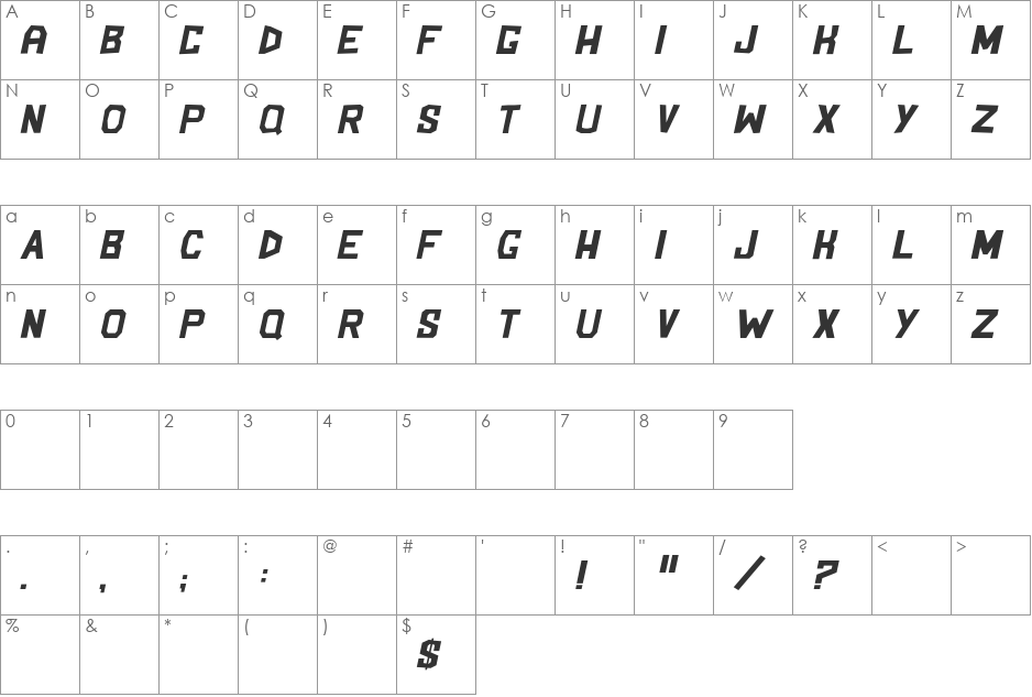 Blockem Sockem font character map preview