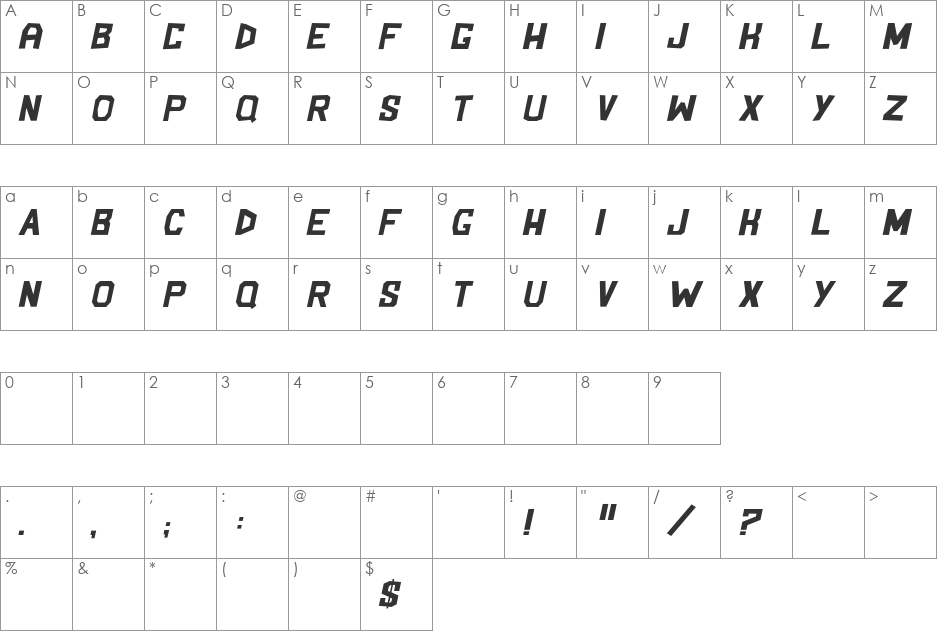 Blockem Sockem font character map preview
