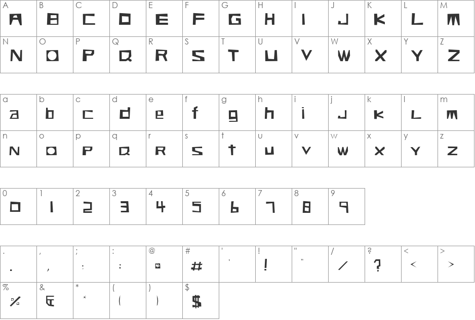 Blocker font character map preview