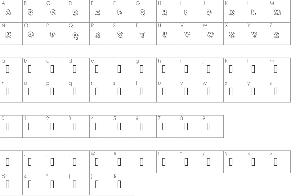 BLOCKHEAD font character map preview