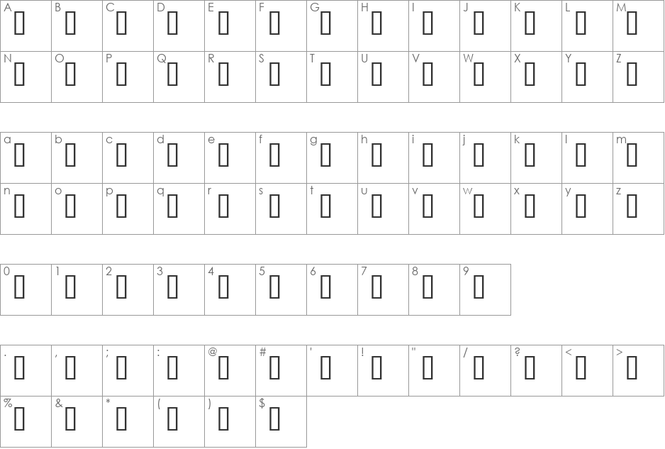 Blockhead Insecure font character map preview