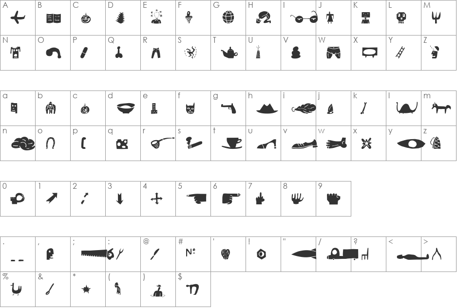 BlockheadIllustUnplugged font character map preview