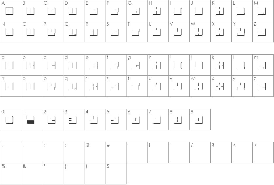 Blockman-solid font character map preview