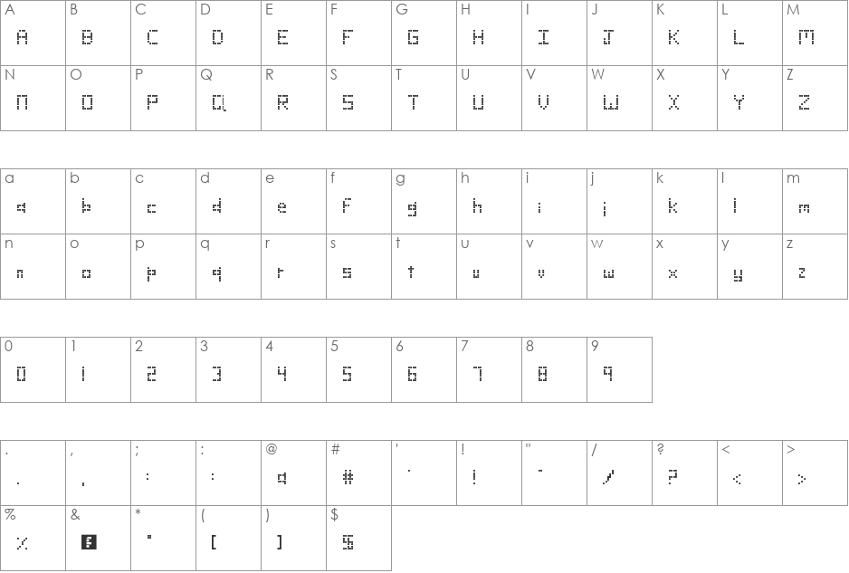 blocks font character map preview
