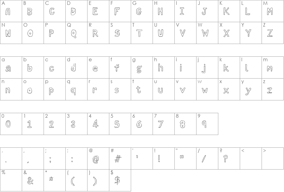 Blocks font character map preview