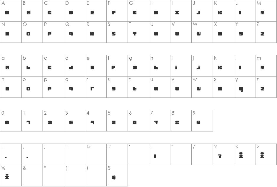 Blockster font character map preview