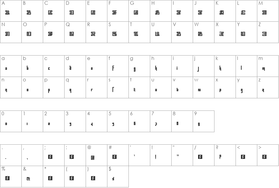 Blocktur font character map preview
