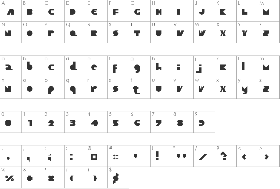 Blocky Stamps font character map preview