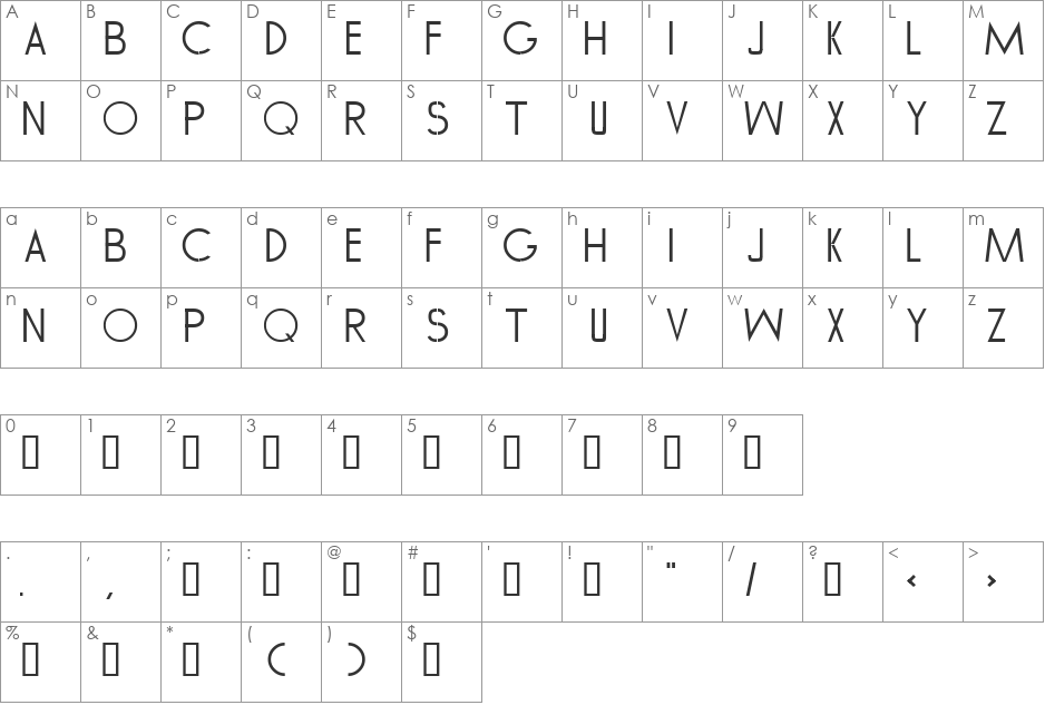 AF TOMMY HILFIGER font character map preview