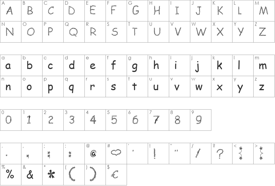 BLOESEM font character map preview