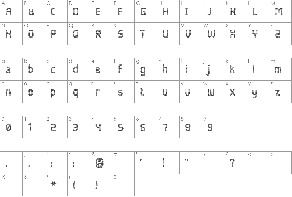 Blokada font character map preview