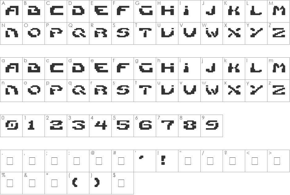 Blokk font character map preview