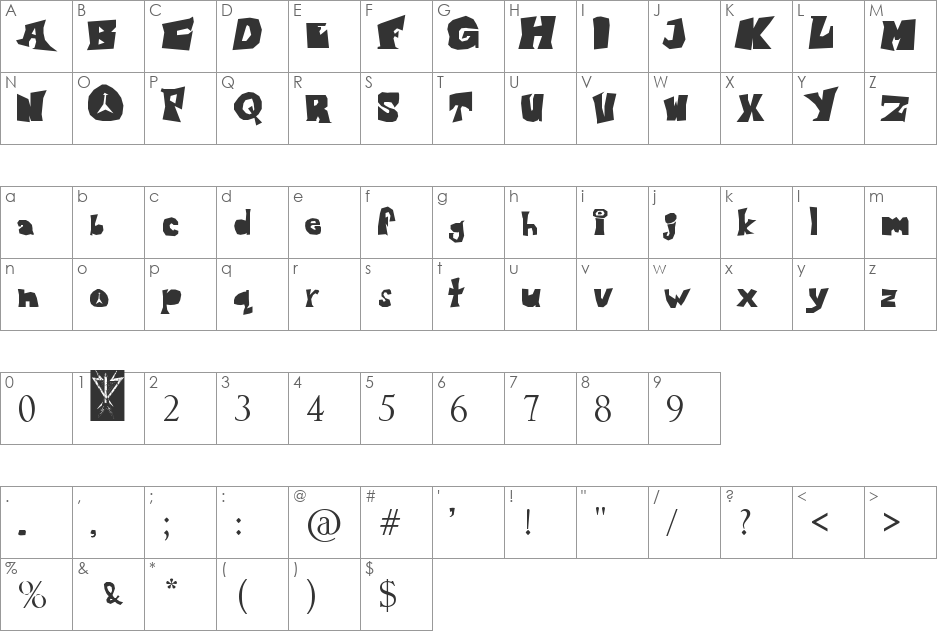Blondie font character map preview