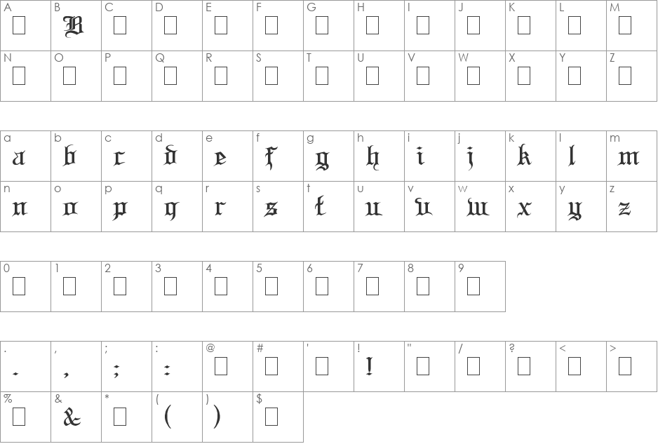 Blood and Blade demo font character map preview