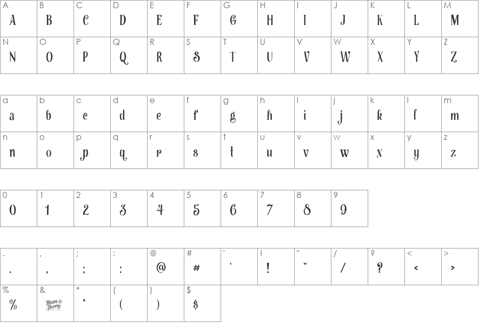 Afecta font character map preview