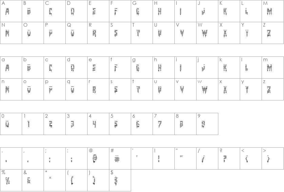 Bloodlust Gradient font character map preview