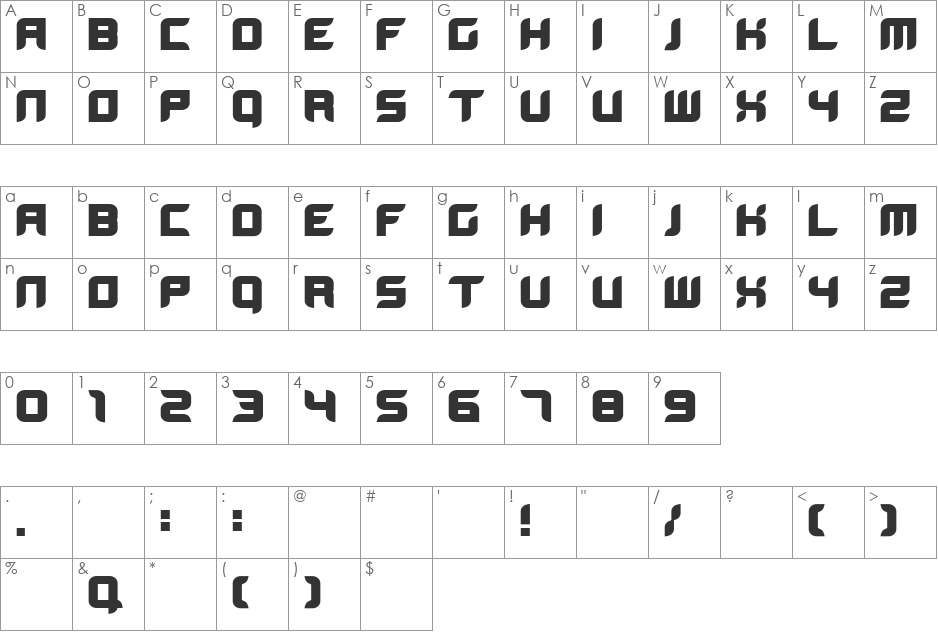 BloodWax font character map preview