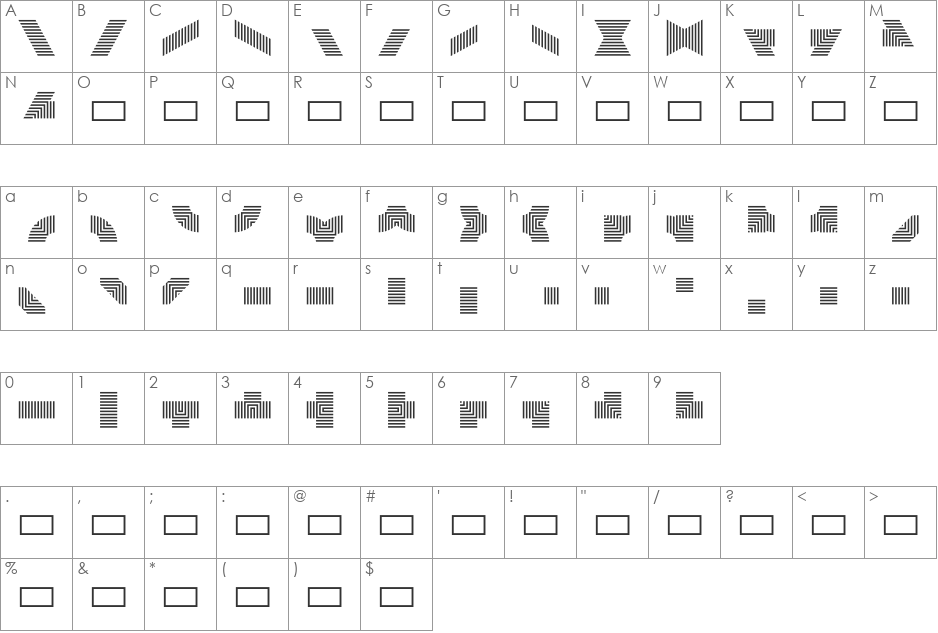 BloqueDemo font character map preview