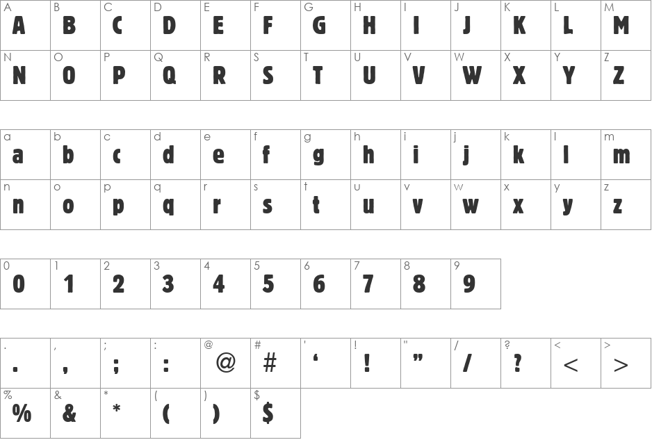 BlossumConDB font character map preview