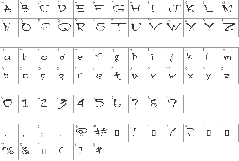 Blottooo font character map preview