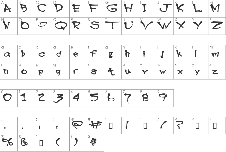 Blottooo40oz font character map preview