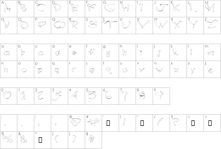 BlottoooLightBeer font character map preview
