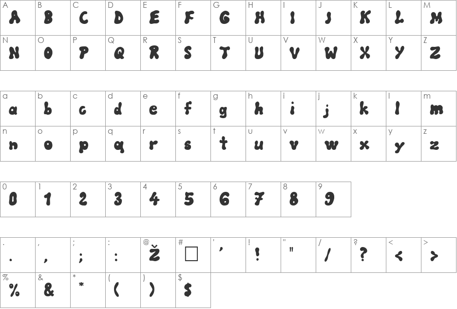 Blow font character map preview