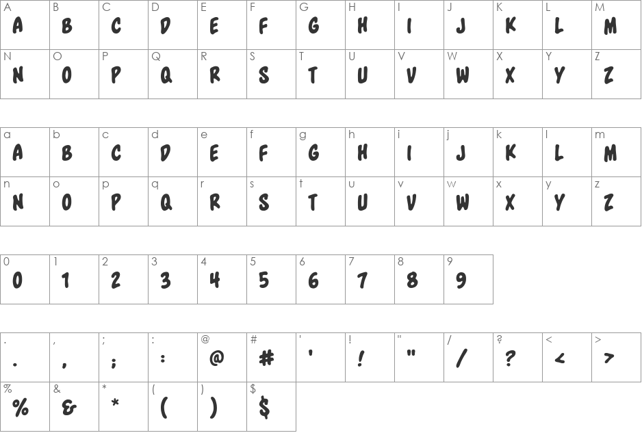 Blowhole BB font character map preview