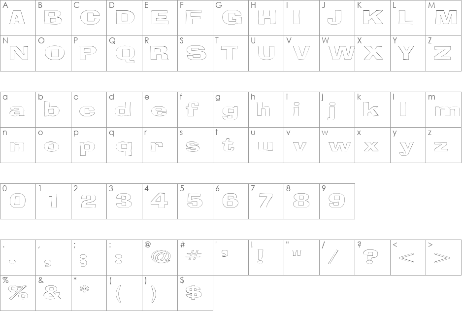 BloxOutlineExtended font character map preview