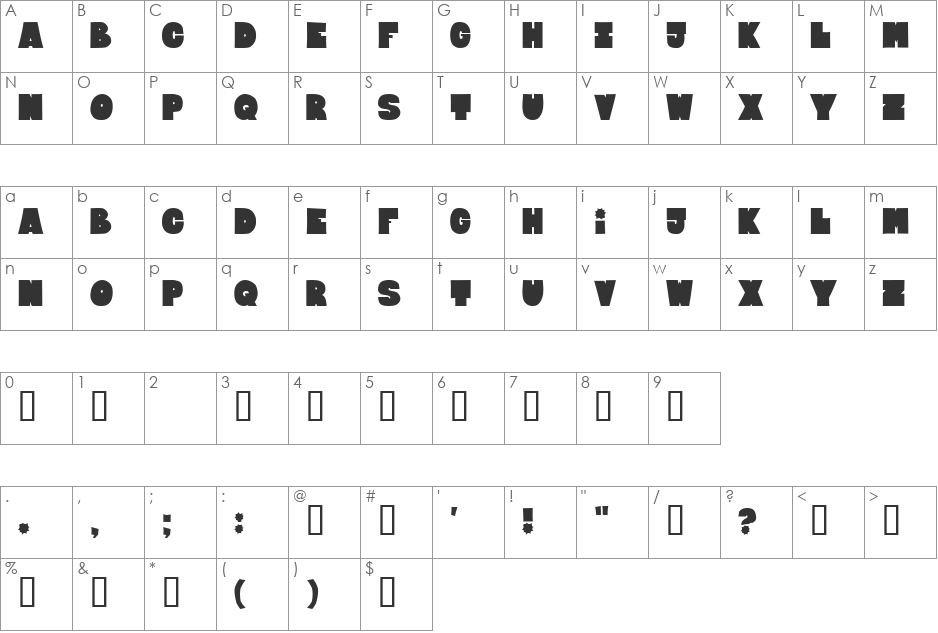 Bloxxxx font character map preview
