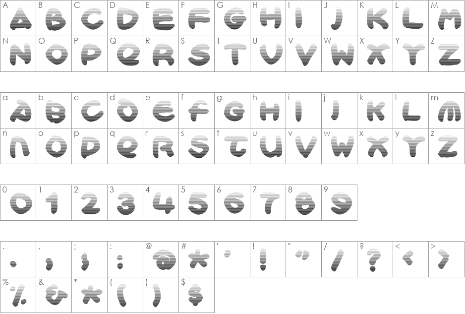 Bloxxy font character map preview