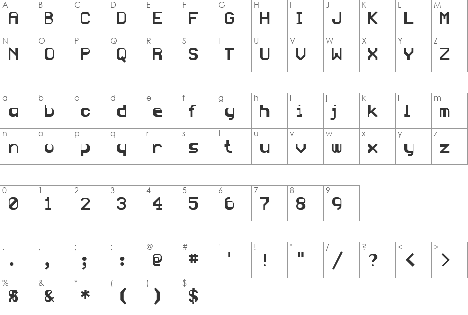 Blue font character map preview