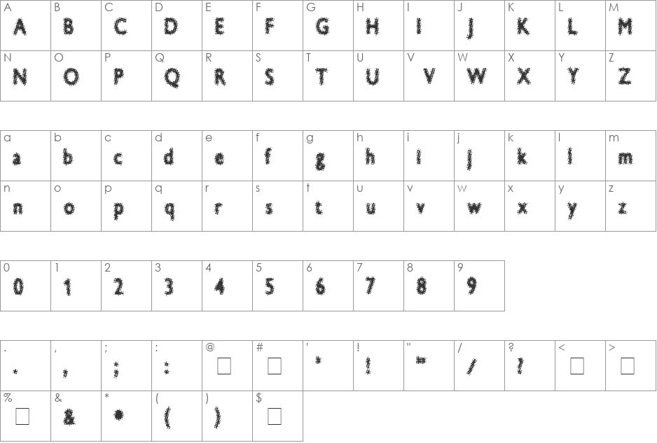 Blue Expeditt font character map preview