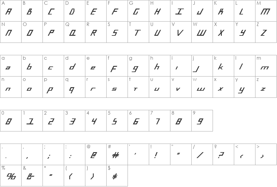 Blue July ExtraBold font character map preview