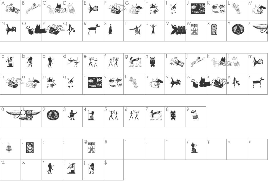 AfricanAngelsAndSpirits font character map preview