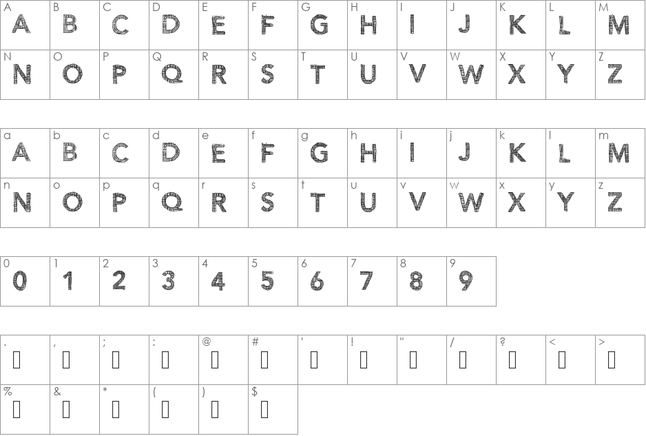 BlueNoon font character map preview