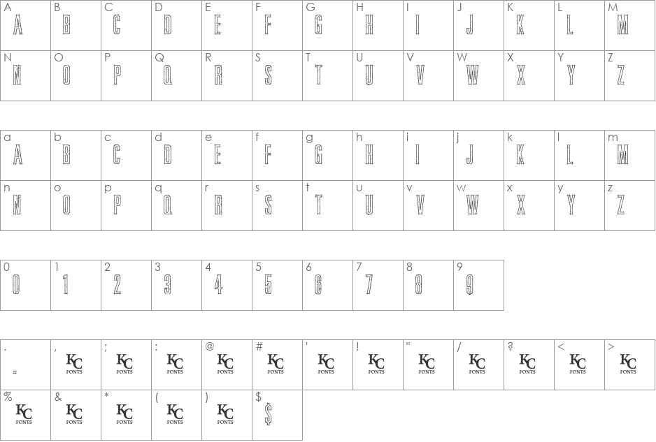 Bluprint font character map preview