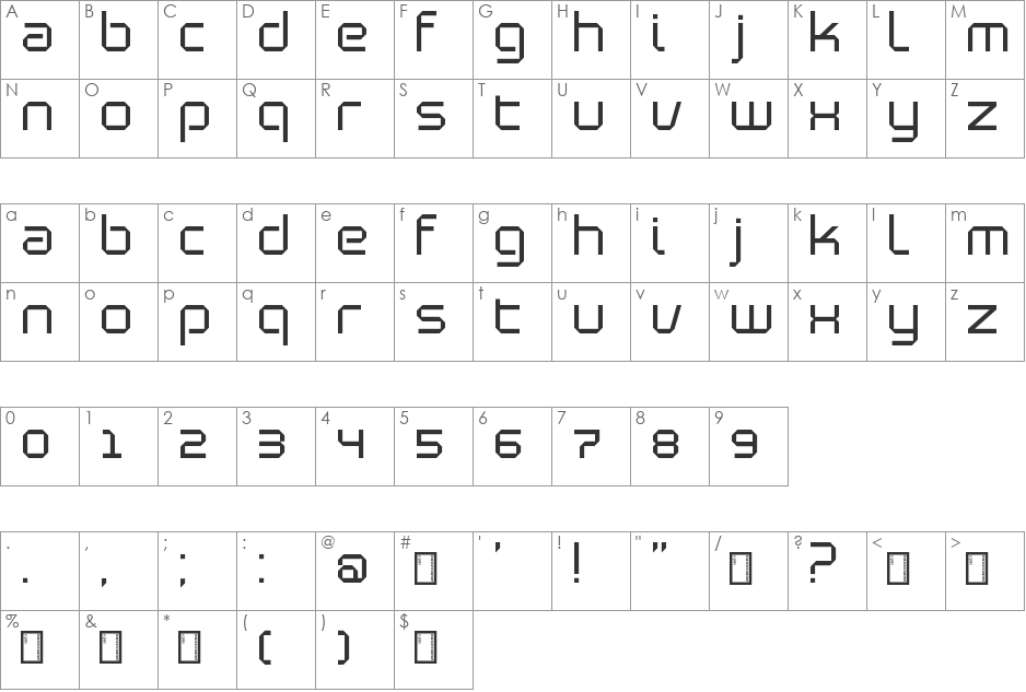 Blutter font character map preview