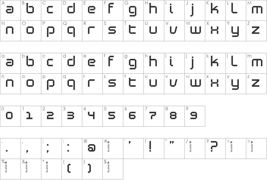 Blutter font character map preview